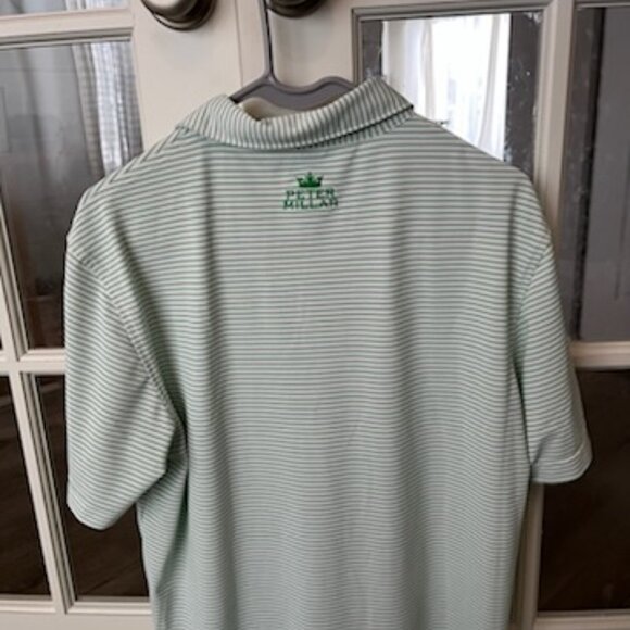 Green and White Striped Peter Millar Polo - Picture 3 of 4